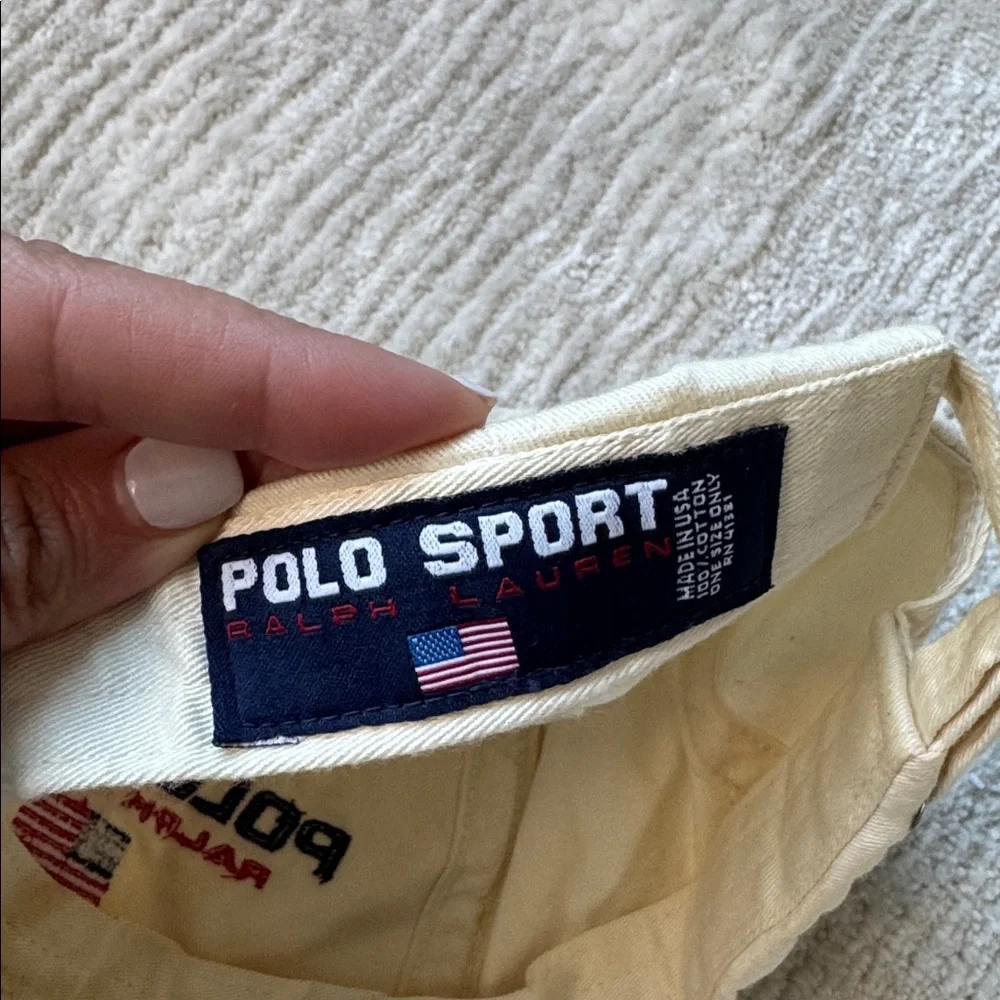 RARE Vintage Y2K Polo Sport Ralph Lauren. Polo 2000 White Ivory Hat 100% Cotton